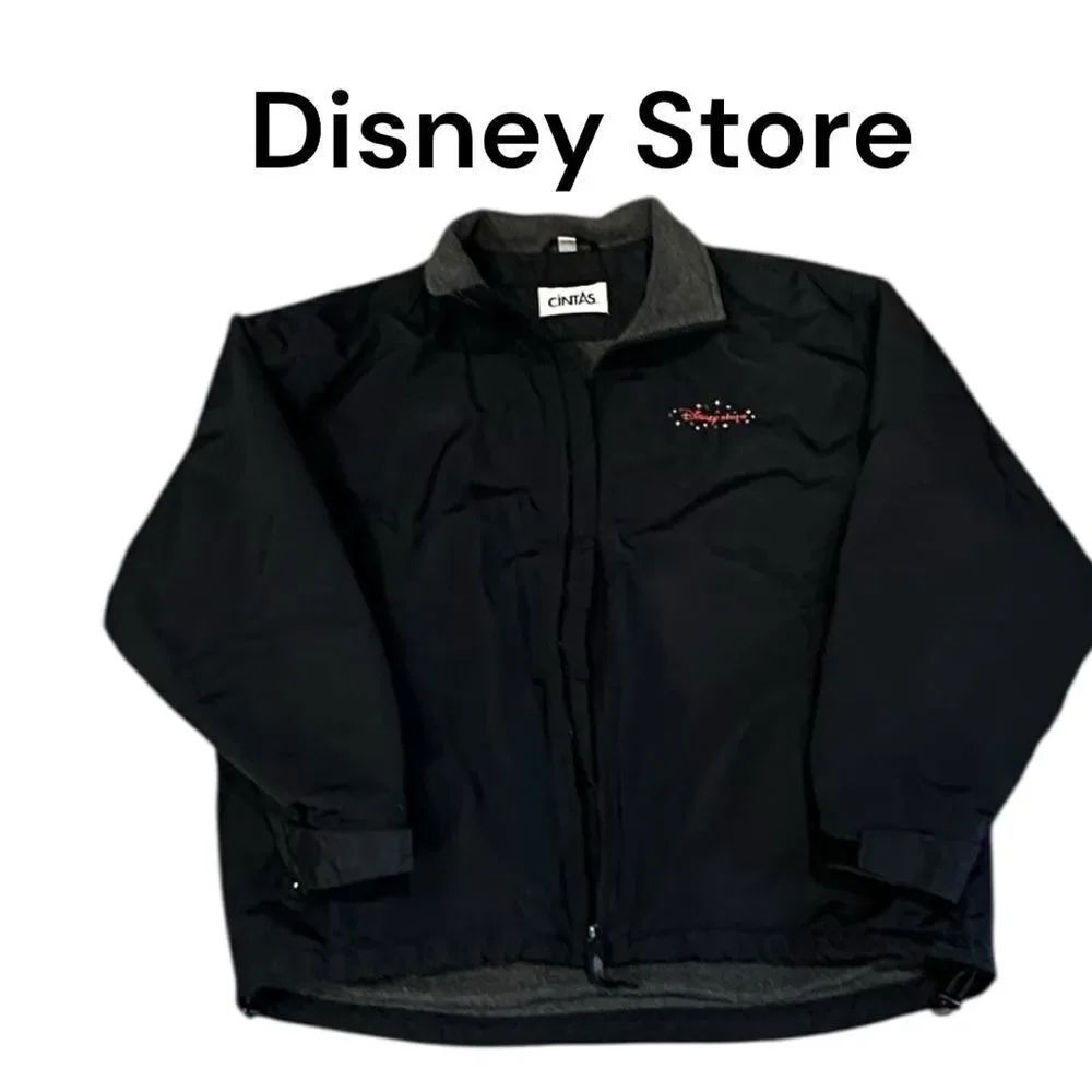 Vintage Disney Store Black zip up Jacket fleece lined Cintas